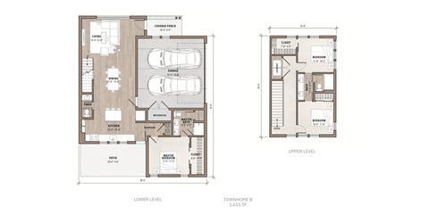 Floor plan for 3 beds, 2.5 baths, 1611 sqft